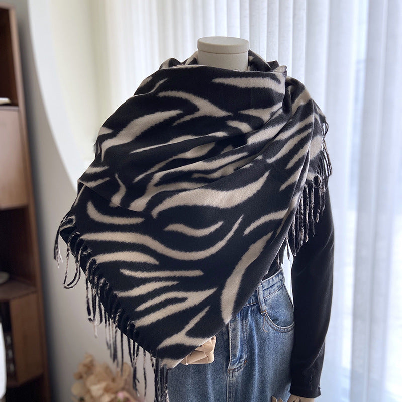 Zebra Tassel Scarf