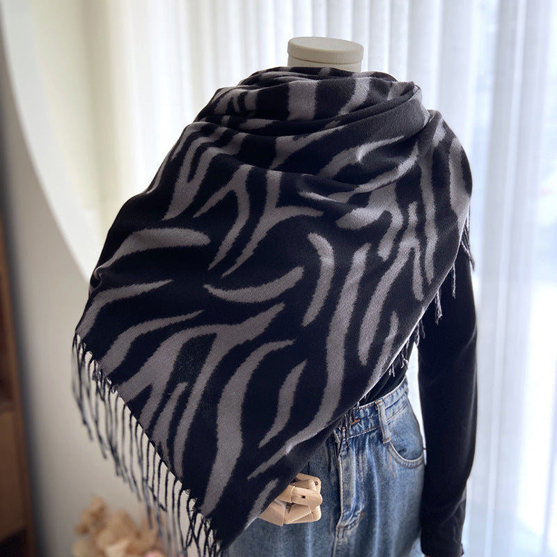 Zebra Tassel Scarf