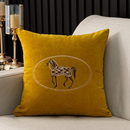 Hand Embroidered Horse Cushion Cover