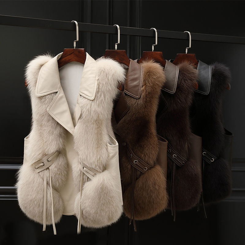 Fur Patchwork Elegant Gilet Jacket