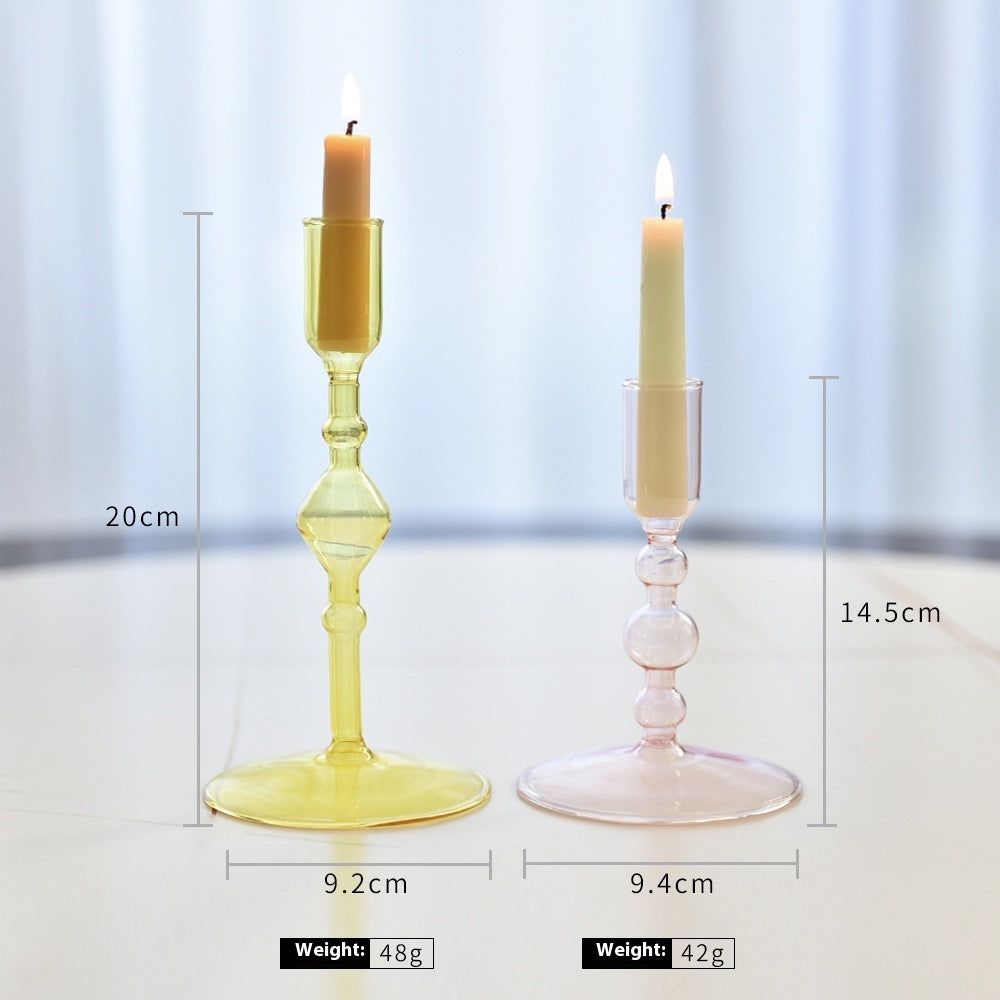 French Coloured Glass Retro Candlestick