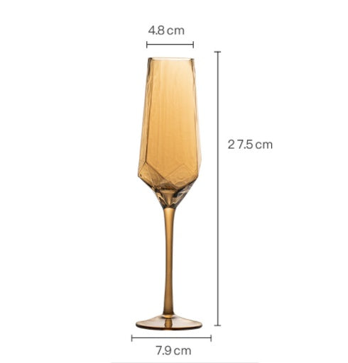 Gold Amber Champagne Goblet Glass