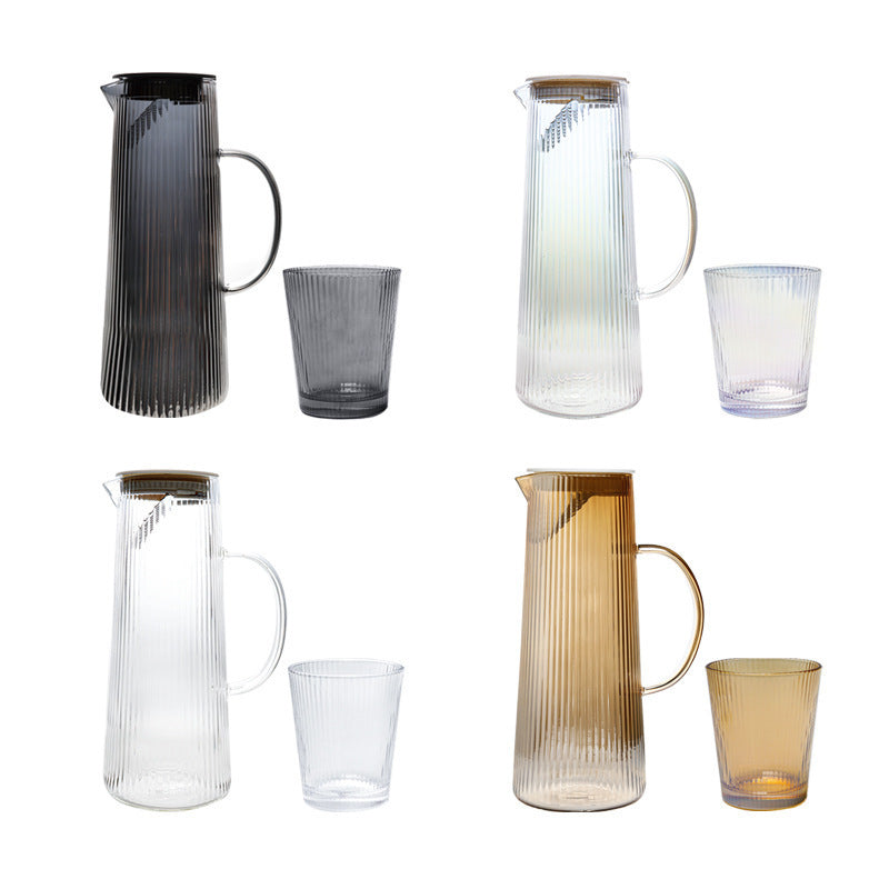 Glass Ribbed Water Pitcher