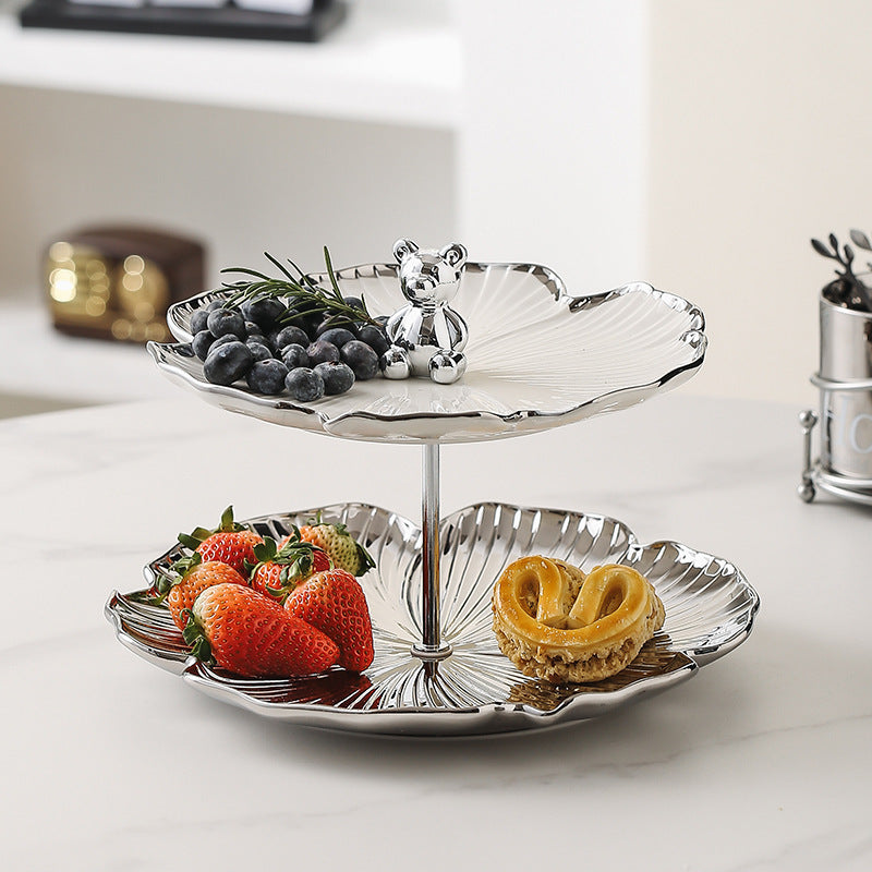 Multi-Layer Silver Hammered Fruit Display