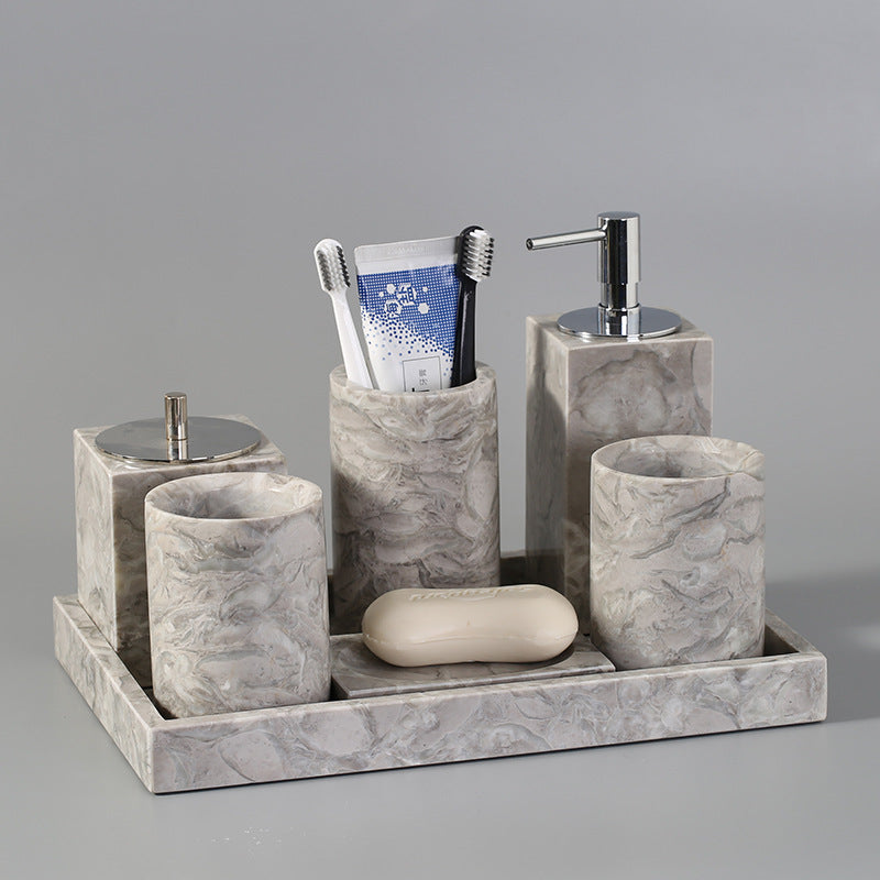 Marble Bathroom Dispenser Set