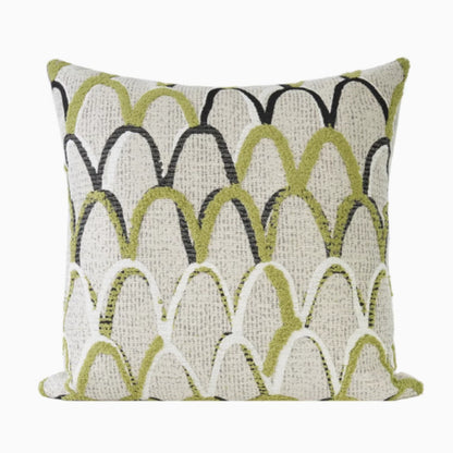 Chenille Green Embroidery Cushion