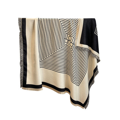 The Thick Reversible Faux Cashmere Striped Scarf