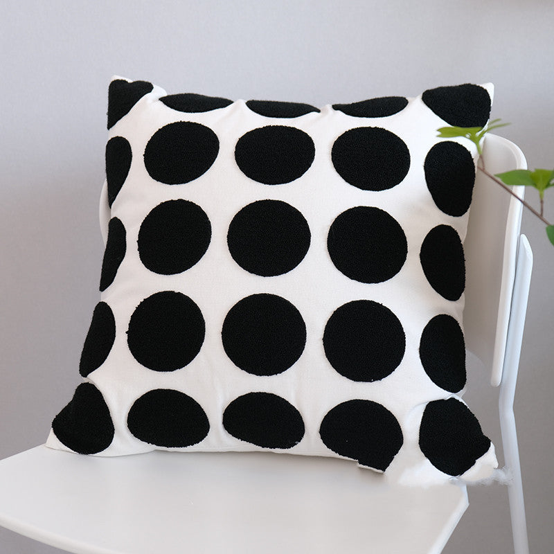 Black And White Embroidered Cushion