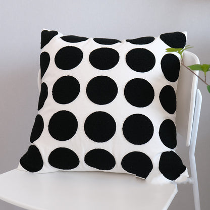 Black And White Embroidered Cushion