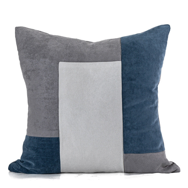 Blue and Grey Patchwork Cushion Cover