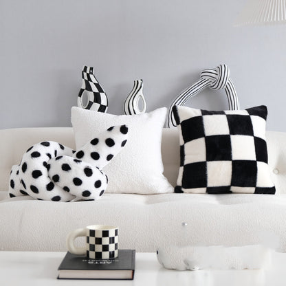 Black And White Embroidered Cushion