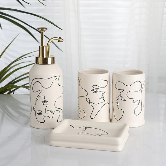 Artful Abstract Ceramic Dispenser Set