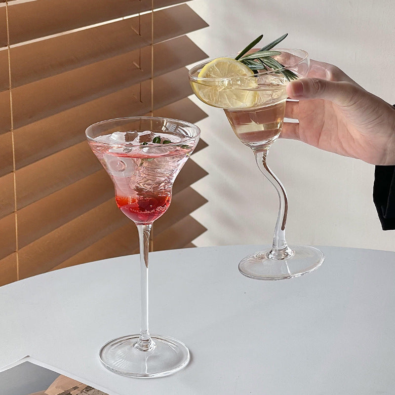 Curved Cocktail Goblet Glass