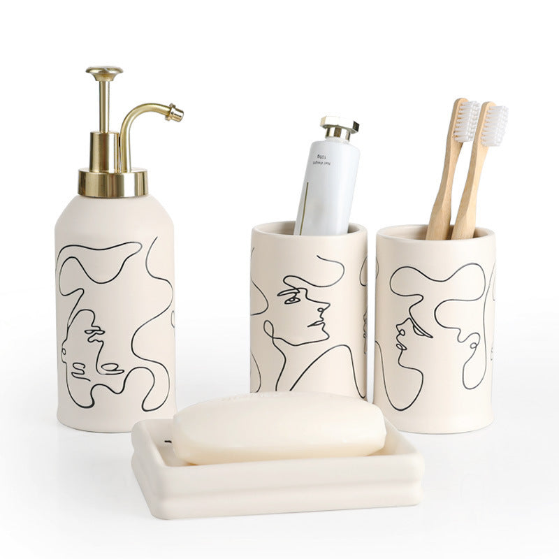 Artful Abstract Ceramic Dispenser Set