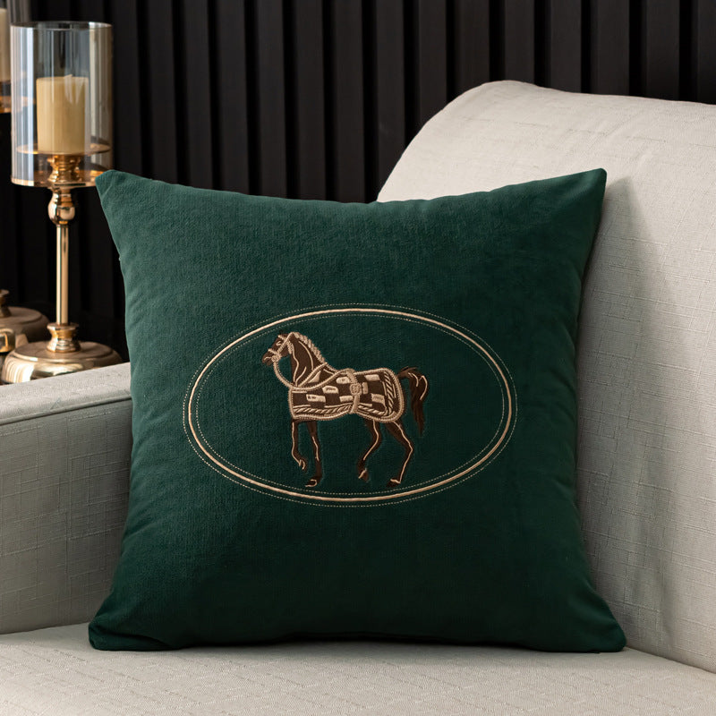 Hand Embroidered Horse Cushion Cover