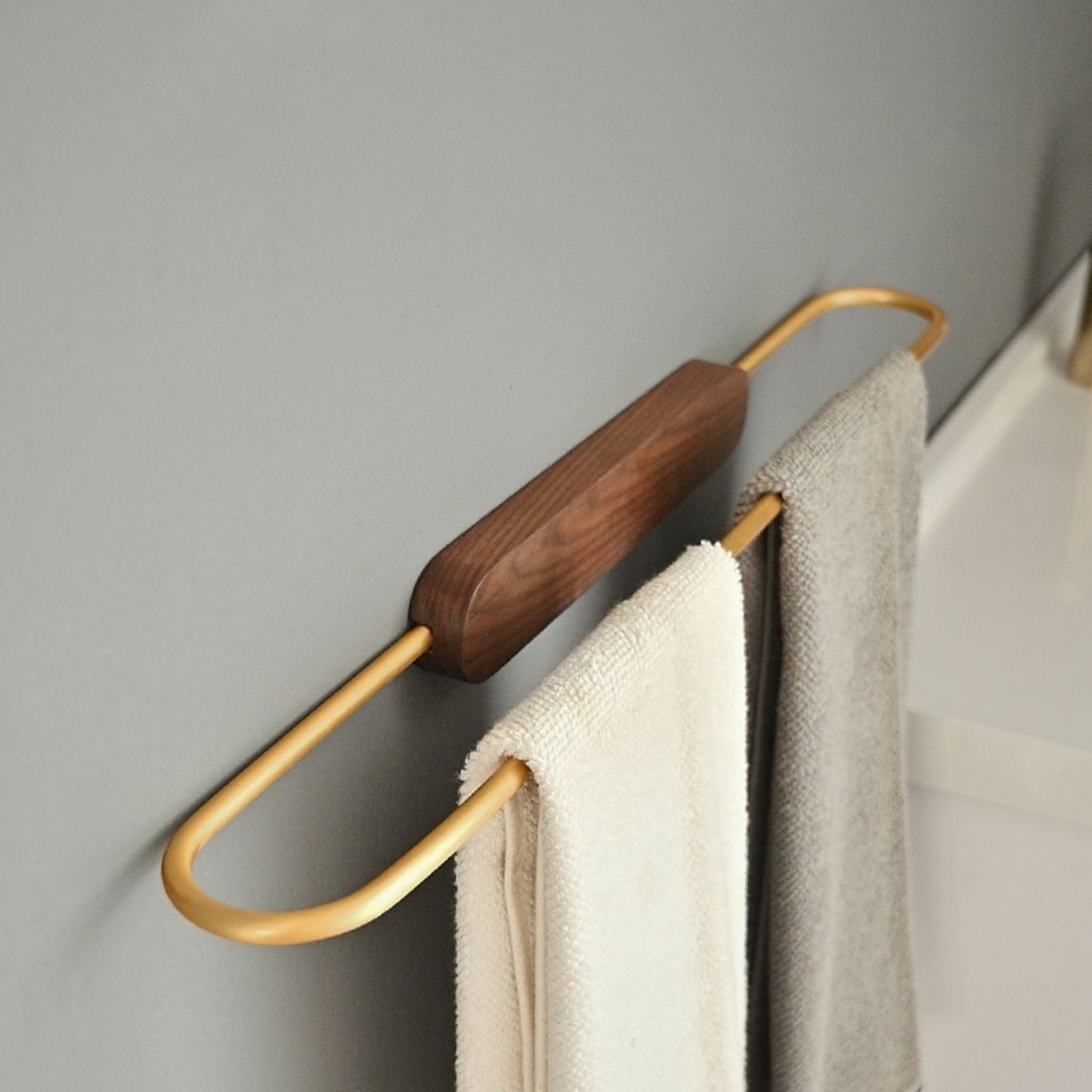 Wood Detail Bathroom Towel Rack